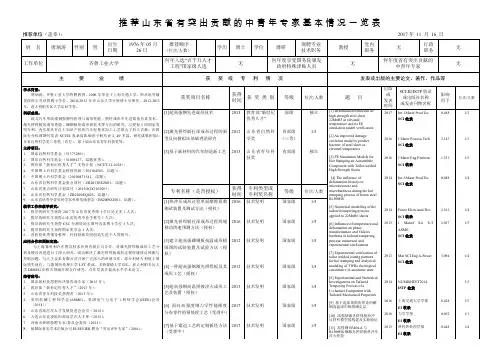 推荐山东有突出贡献的中青年专家基本情况一览表