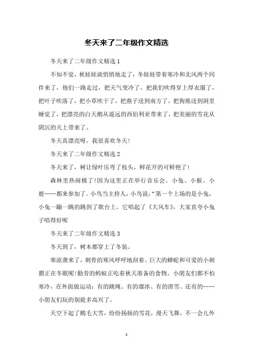 冬天来了二年级作文精选