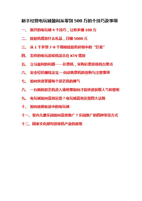 新手经营电玩城盈利从零到500万完整版