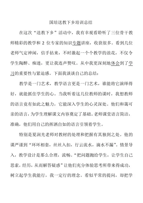国培送教下乡培训总结