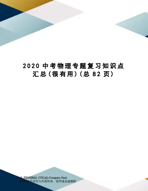 2020中考物理专题复习知识点汇总