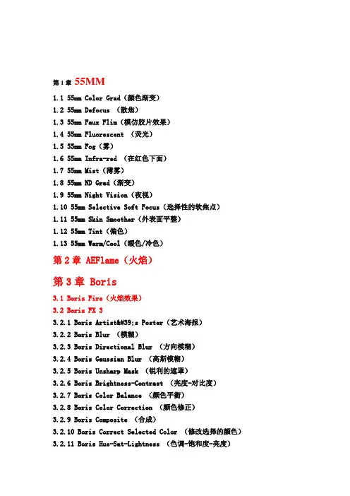 AE特效中英文对照