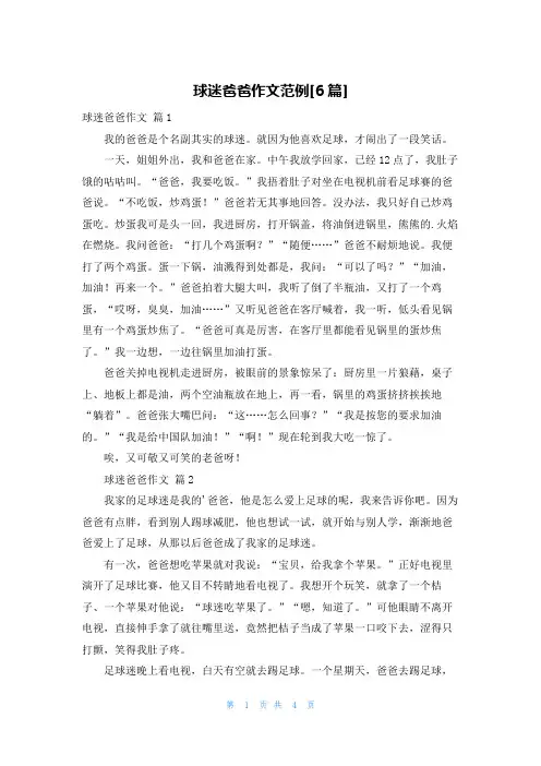 球迷爸爸作文范例[6篇]