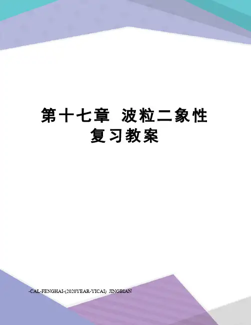 第十七章波粒二象性复习教案