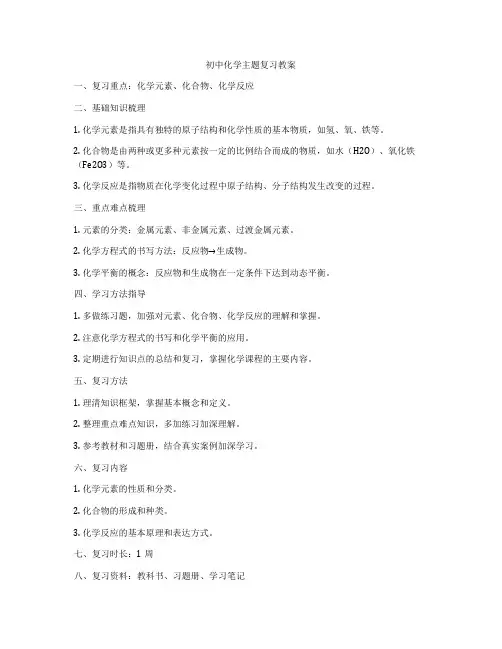 初中化学主题复习教案