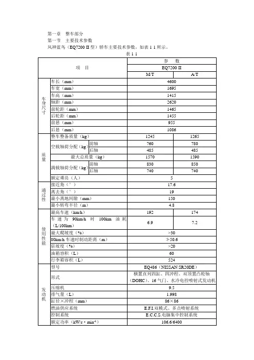 日产蓝鸟第1章整车部分