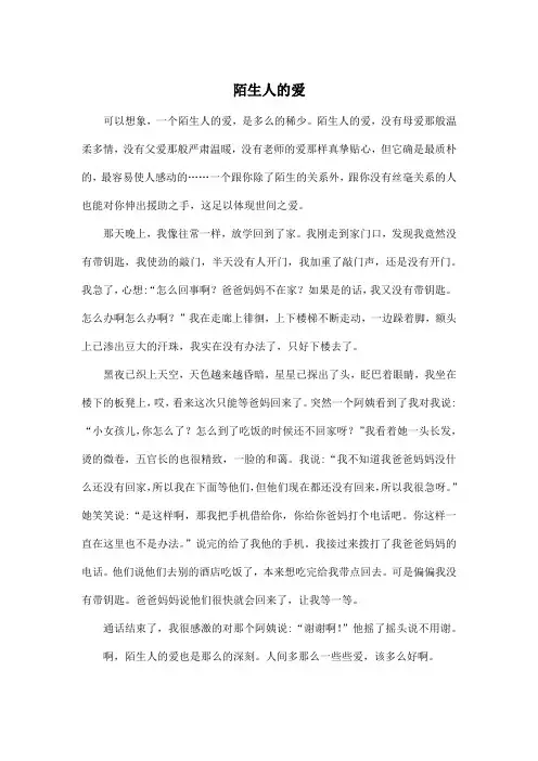 陌生人的爱_初中初一作文600字