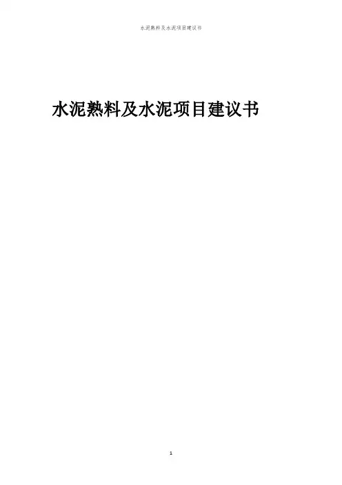 2024年水泥熟料及水泥项目建议书