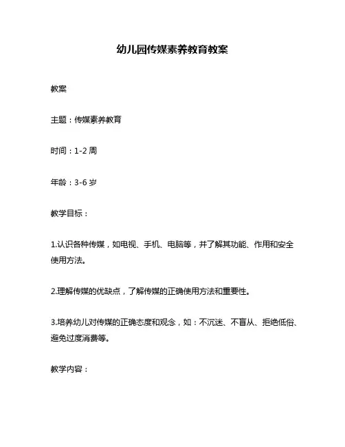 幼儿园传媒素养教育教案
