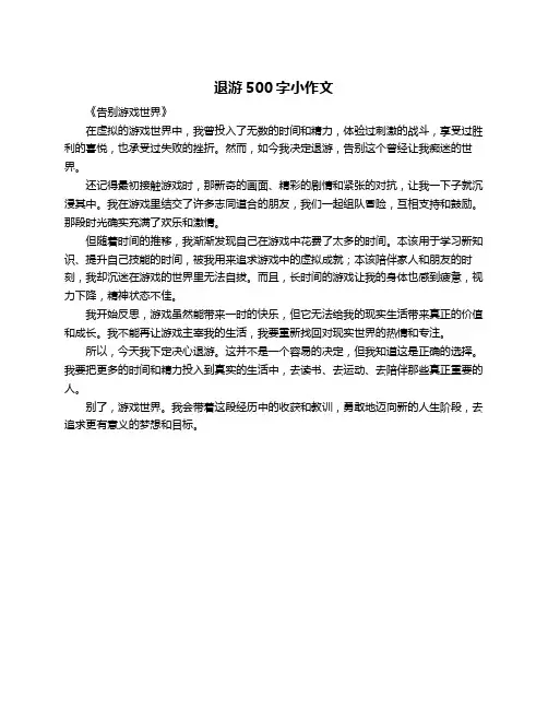 退游500字小作文