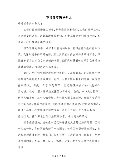 珍惜青春高中作文