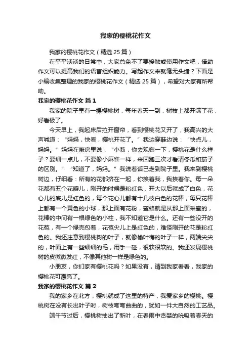 我家的樱桃花作文