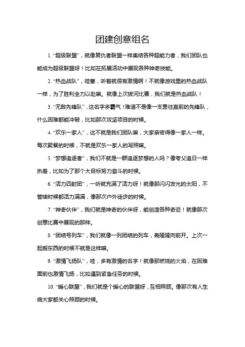 团建创意组名