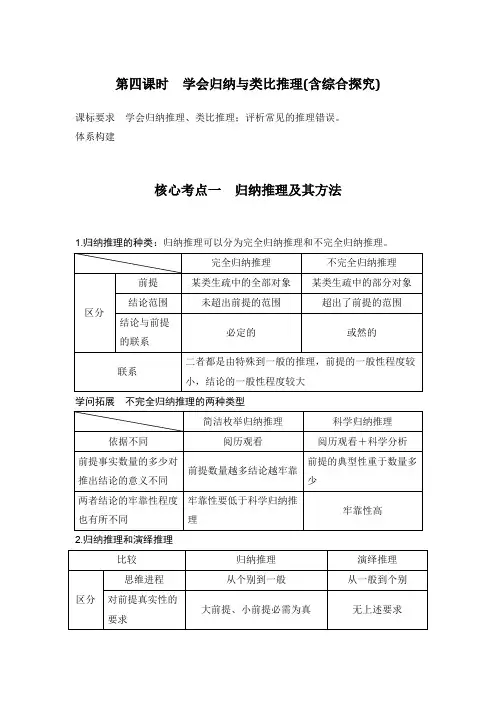 高中思想政治2025届一轮复习选择性必修三：第三十四课第四课时 学会归纳与类比推理(含综合探究)