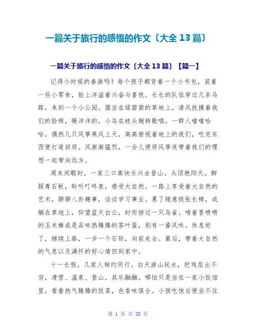 一篇关于旅行的感悟的作文(大全13篇)