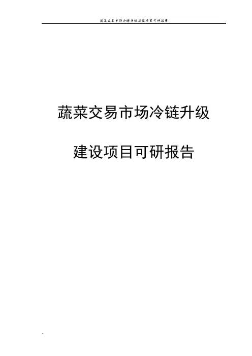 蔬菜市场冷链升级建设项目可行性研究报告
