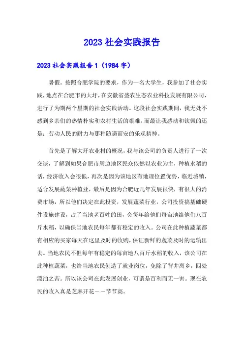 (精编)2023社会实践报告8