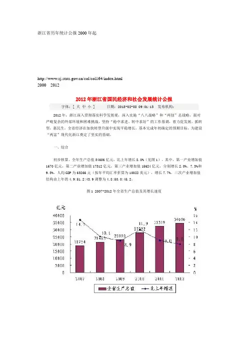 浙江省历年统计公报2000年起