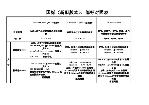 国标(新旧)、部标对照
