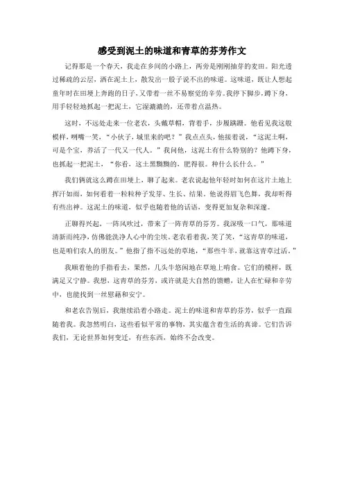 感受到泥土的味道和青草的芬芳作文