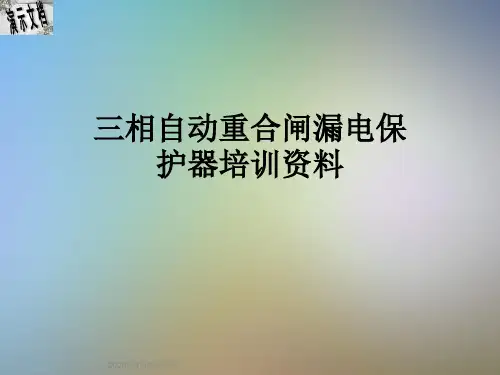 三相自动重合闸漏电保护器培训资料