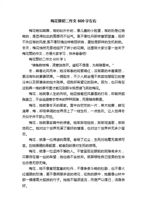梅花赞初二作文600字左右