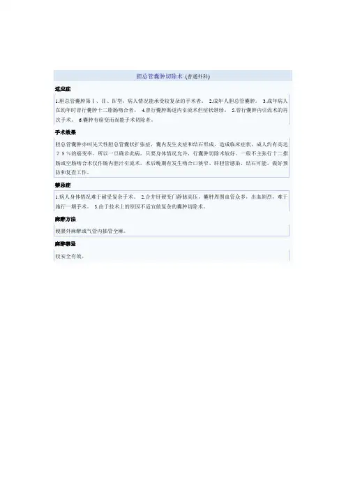 胆总管囊肿切除术