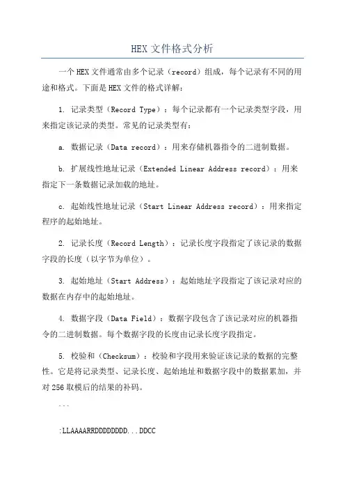 HEX文件格式分析
