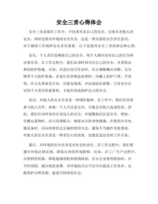 安全三责心得体会
