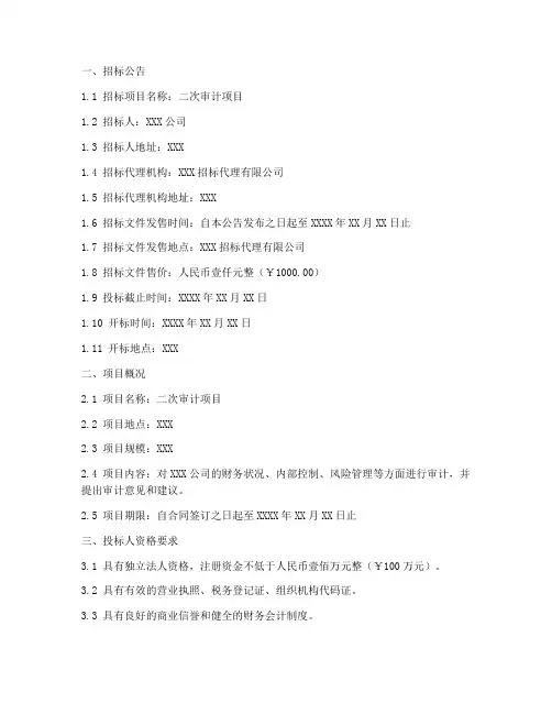 二次审计招标文件