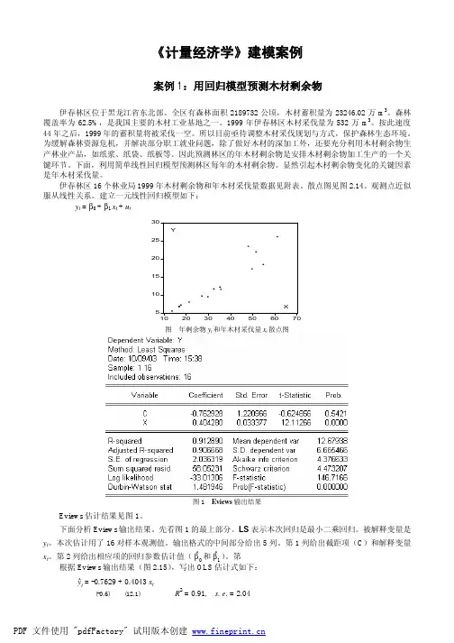 《计量经济学》建模案例