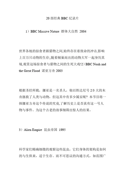 20部经典BBC纪录片