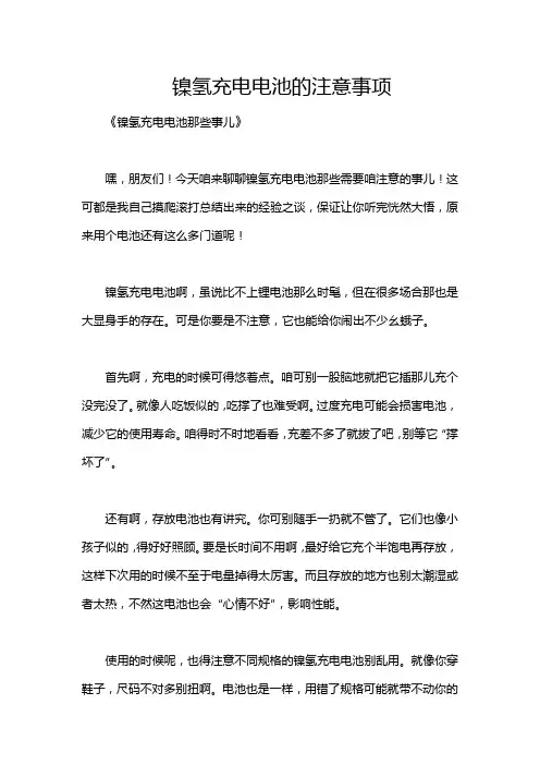 镍氢充电电池的注意事项