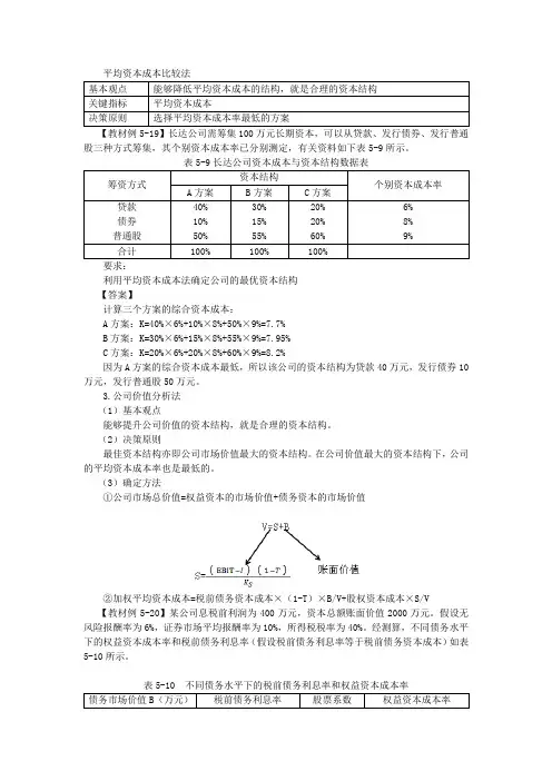 平均资本成本比较法、公司价值分析法