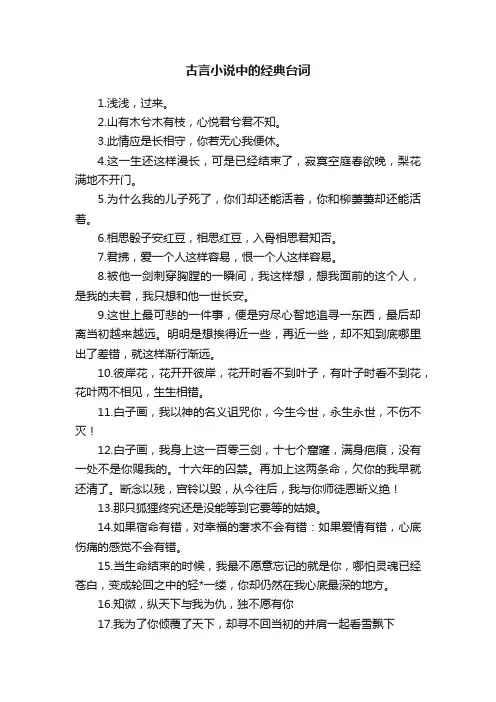 古言小说中的经典台词