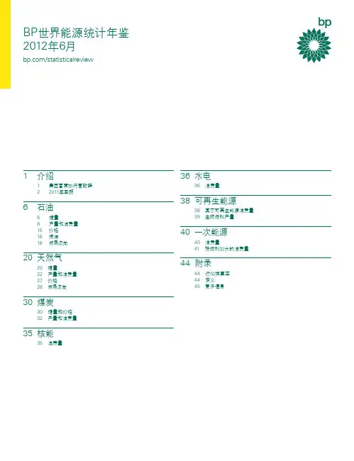 BP世界能源统计年鉴2012年6月中文完整版