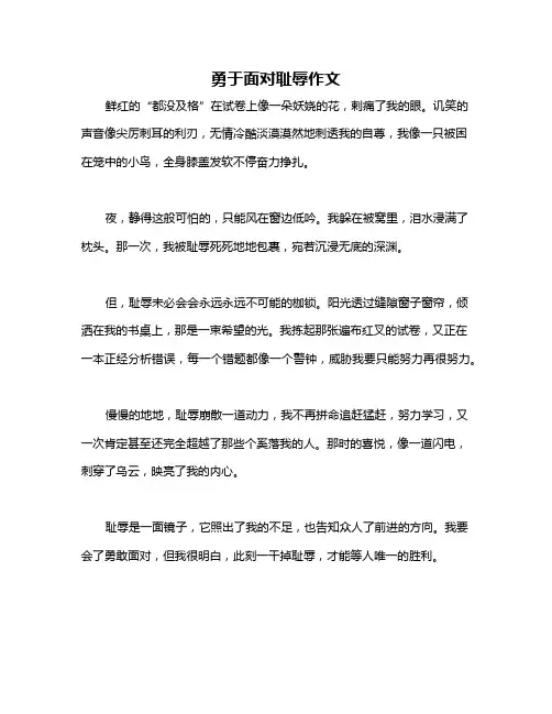 勇于面对耻辱作文