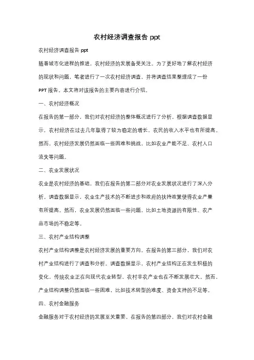 农村经济调查报告ppt
