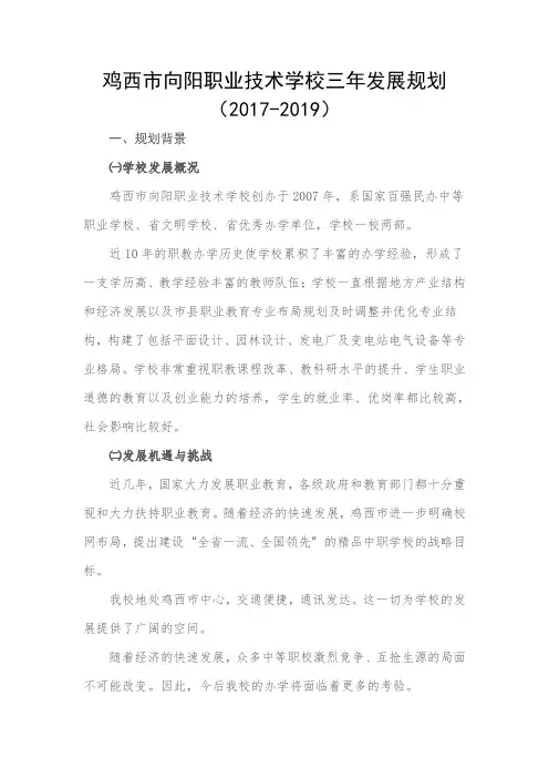 向阳技校三年发展规划