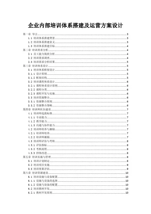 企业内部培训体系搭建及运营方案设计