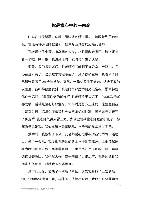 你是我心中的一束光_六年级作文