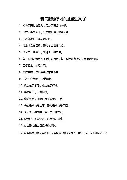 霸气激励学习的正能量句子