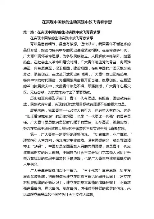 在实现中国梦的生动实践中放飞青春梦想