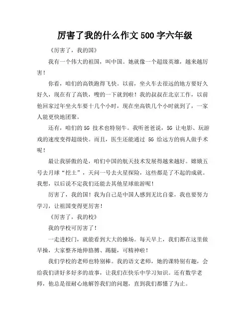 厉害了我的什么作文500字六年级