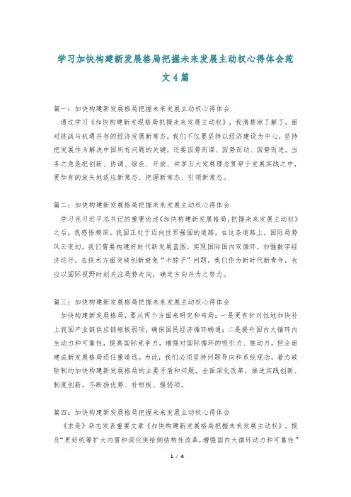 学习加快构建新发展格局把握未来发展主动权心得体会范文4篇