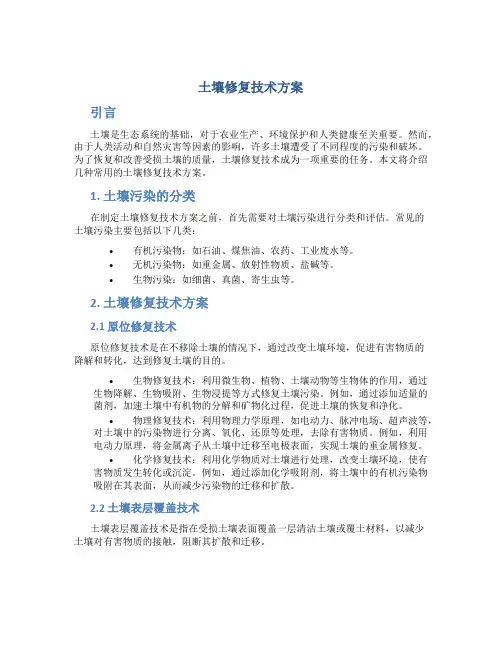 土壤修复技术方案