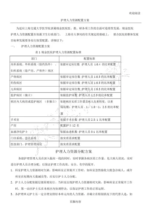 护理人力资源配置办法