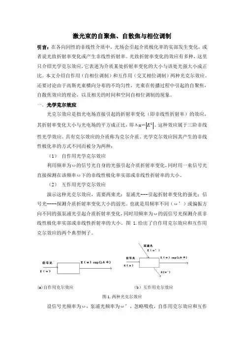 激光束的自聚焦、自散焦与自调制.概要
