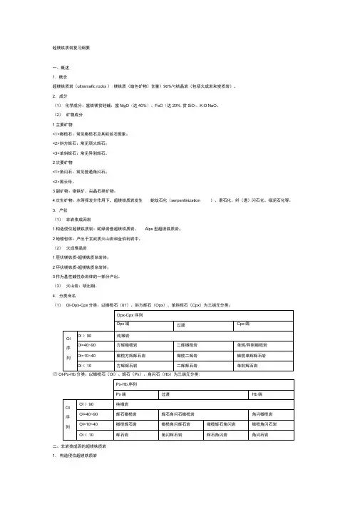 超镁铁质岩复习纲要