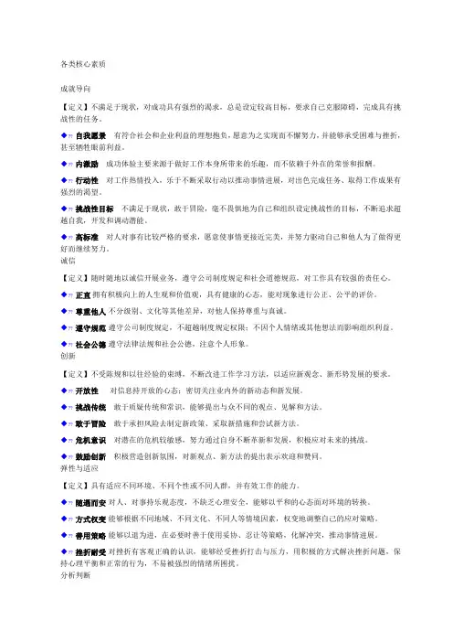 岗位胜任力素质模型